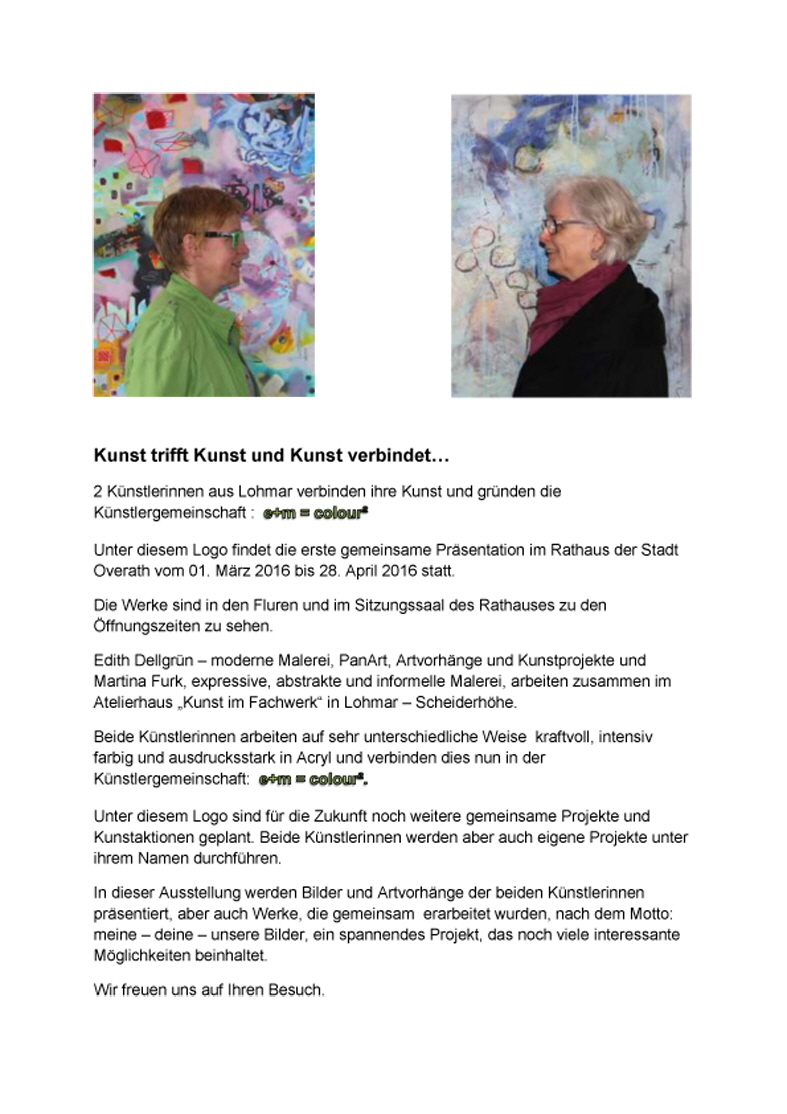Kunst trifft Kunst und Kunst verbindet Ausstellung Rathaus Overath Presse 2